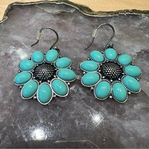 Lucky Brand Vintage Turquoise Sunflower Earrings